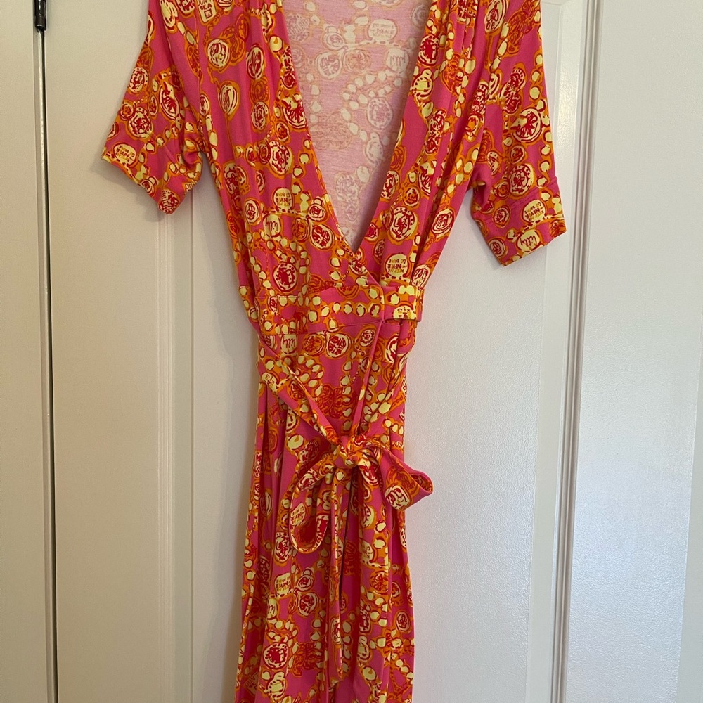 Lilly Pulitzer Orange and Yellow Wraparound Dress